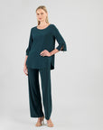 Tie Cuff Curved Hem Tunic - Hunter Green