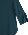 Tie Cuff Curved Hem Tunic - Hunter Green