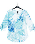 Tie Cuff Curved Hem Tunic - Ocean Petal - Limited Sizes!
