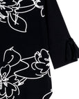 Crepe Knit - Tie Cuff Curved Hem Tunic - Blossom Sketch - Final Sale