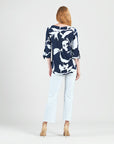 Tie Cuff Curved Hem Tunic - Abstract Branch - Final Sale