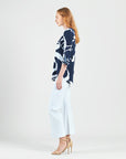Tie Cuff Curved Hem Tunic - Abstract Branch - Final Sale