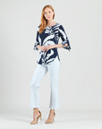 Tie Cuff Curved Hem Tunic - Abstract Branch - Final Sale