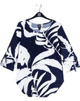 Tie Cuff Curved Hem Tunic - Abstract Branch - Final Sale