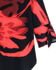 Tie Cuff Curved Hem Tunic - Floral Eclipse-Red