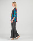 Tie Cuff Curved Hem Tunic - Petal Burst