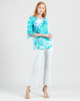 Tie Cuff Curved Hem Tunic - Ocean Petal - Limited Sizes!