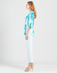 Tie Cuff Curved Hem Tunic - Ocean Petal - Limited Sizes!