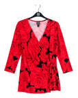Surplice Faux Wrap Side Tie Tunic - Rose Floret - Final Sale!