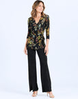 Surplice Faux Wrap Side Tie Tunic - Leaf Colorburst - Final Sale!