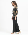 Surplice Faux Wrap Side Tie Tunic - Leaf Colorburst - Final Sale!
