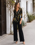 Surplice Faux Wrap Side Tie Tunic - Leaf Colorburst - Final Sale!