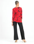 Surplice Faux Wrap Side Tie Tunic - Rose Floret - Final Sale!