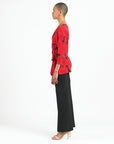 Surplice Faux Wrap Side Tie Tunic - Rose Floret - Final Sale!