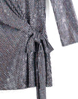 Shimmer Sequin - Faux Wrap Side Tie Tunic - Silver Pinstripe - Finale Sale