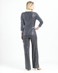 Shimmer Sequin - Faux Wrap Side Tie Tunic - Silver Pinstripe - Finale Sale
