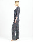 Shimmer Sequin - Faux Wrap Side Tie Tunic - Silver Pinstripe - Finale Sale
