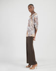 Butter Knit - Pull-Tie Cuff Tunic - Cheetah Stripe