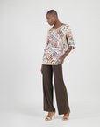 Butter Knit - Pull-Tie Cuff Tunic - Cheetah Stripe