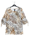 Butter Knit - Pull-Tie Cuff Tunic - Cheetah Stripe