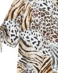 Butter Knit - Pull-Tie Cuff Tunic - Cheetah Stripe