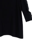 Mesh Sleeve Side Vent Tunic - Black - Final Sale