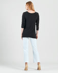 Mesh Sleeve Side Vent Tunic - Black - Final Sale