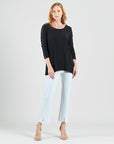 Mesh Sleeve Side Vent Tunic - Black - Final Sale