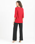Glimmer Speck - Pearl Cuff Asymmetrical Reverse Hi-Low Tunic - Red - Final Sale!