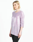 Glitter Foil - Pearl Cuff Asymmetrical Reverse Hi-Low Tunic - Final Sale!