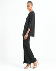 Pearl Cuff Asymmetrical Reverse Hi-Low Tunic - Black