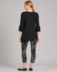 Flutter Cuff Side Vent Tunic - Black - Final Sale!