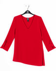 Flutter Cuff Side Vent Tunic - Red