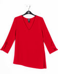 Flutter Cuff Side Vent Tunic - Red - Limited Sizes!