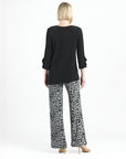 Flutter Cuff Side Vent Tunic - Black - Final Sale!