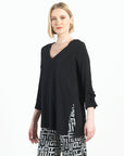 Flutter Cuff Side Vent Tunic - Black - Final Sale!
