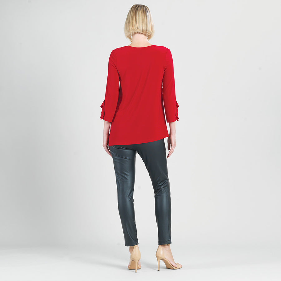 Flutter Cuff Side Vent Tunic - Red - Limited Sizes!