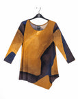 Kerchief Angle Hem Tunic - Tan Watercolor