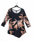 Kerchief Angle Hem Tunic - Abstract Lily