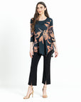 Kerchief Angle Hem Tunic - Abstract Lily