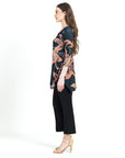 Kerchief Angle Hem Tunic - Abstract Lily