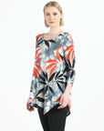 Kerchief Angle Hem Tunic - Leaf Scatter - Final Sale!