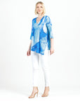 Asymmetrical Reverse Hi-Low Tunic - Water Splash - Final Sale!