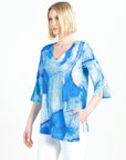 Asymmetrical Reverse Hi-Low Tunic - Water Splash - Final Sale!