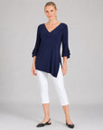 Ruffle Cuff Angle Hem Tunic - Navy - Final Sale