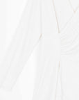 Crushed Silk Knit - Long Sleeve Side Gathered Drape Tunic - Ivory - Final Sale!