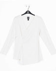 Crushed Silk Knit - Long Sleeve Side Gathered Drape Tunic - Ivory - Final Sale!