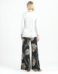 Crushed Silk Knit - Long Sleeve Side Gathered Drape Tunic - Ivory - Final Sale!