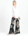 Crushed Silk Knit - Long Sleeve Side Gathered Drape Tunic - Ivory - Final Sale!