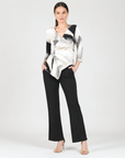 Side Gathered Drape Tunic - Ivory Watercolor - Final Sale